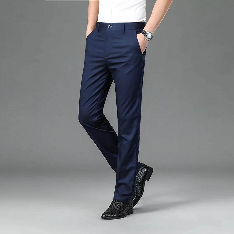 

Bamboo Fiber Casual Pants Men's Summer Thin Loose Straight Business Wear Versatile Office Business Slim-Fit Pants