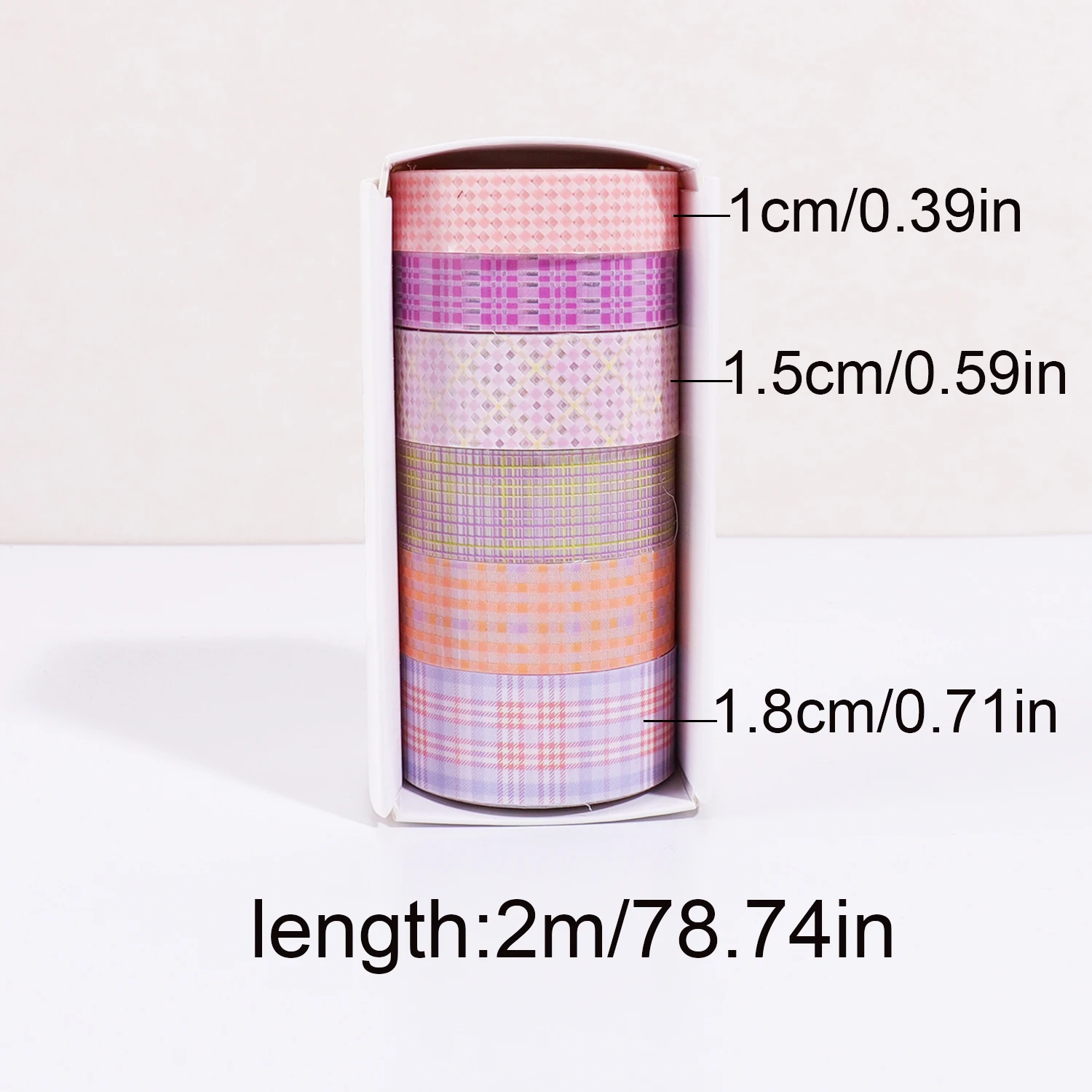 Vintage Plaid PET Tape, Assorted Grid Pattern Decorative Adhesive Tape for Scrapbooking, Journal, Planner, Packaging and Crafts