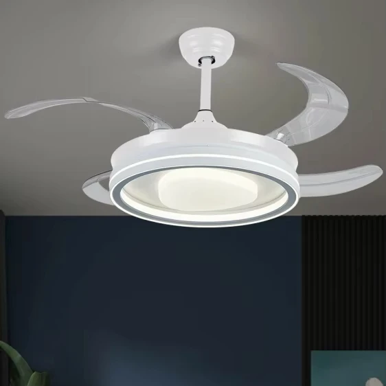 Modern Stealth LED Ceiling Fan Light With Remote Control Dimmable Warm White For Living Room Bedroom & Children's Room