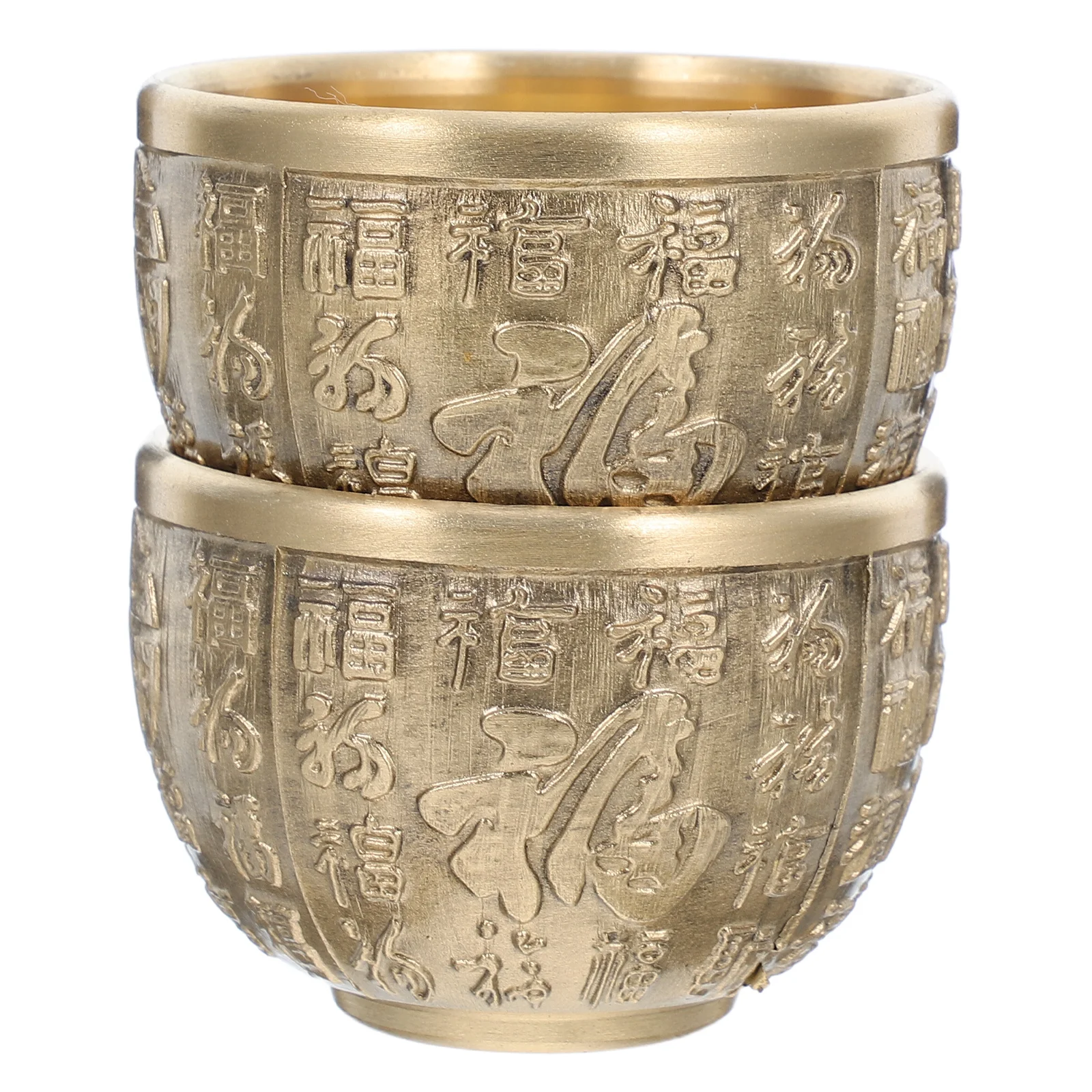 

2Pcs Brass Treasure Bowls Fortune Basins Moderate Size Desktop Storage Bowls Wealth Money Basin Luck Table Decoration Home