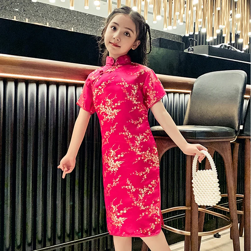 

Sheng Coco Children's Cheongsam dresses New plum Bossom Pattern Princess Dresses Chinese Style Little Girl qipao Dress 73-150cm