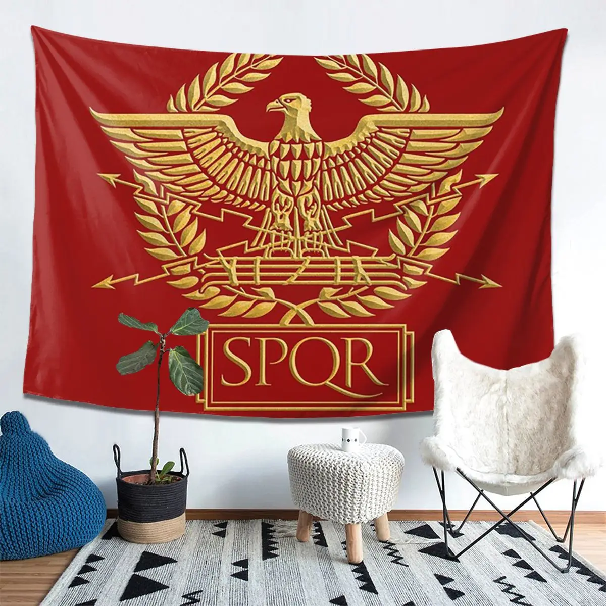 

Gold Roman Aquila Eagle SPQR Tapestry Decor Art Aesthetic Tapestries for Living Room Bedroom Home Wall Cloth Wall Hanging