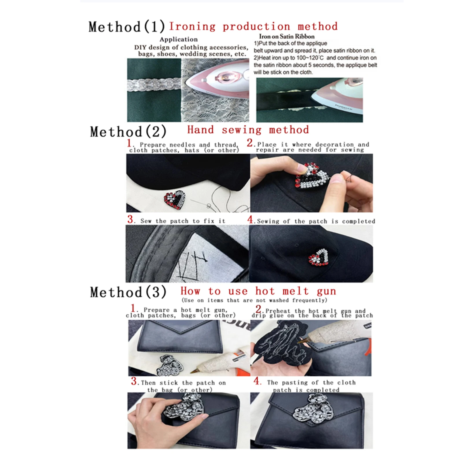 Rhinestone Patches For Clothing And Shoes With Iron-On Crystal Appliques For DIY Backpack Accessory Decoration SP118