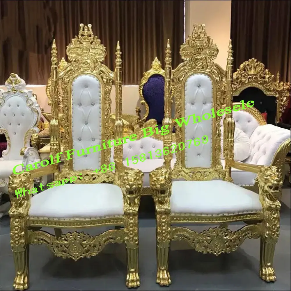King and queen chairs luxury gold royale king throne chairs for events wedding party