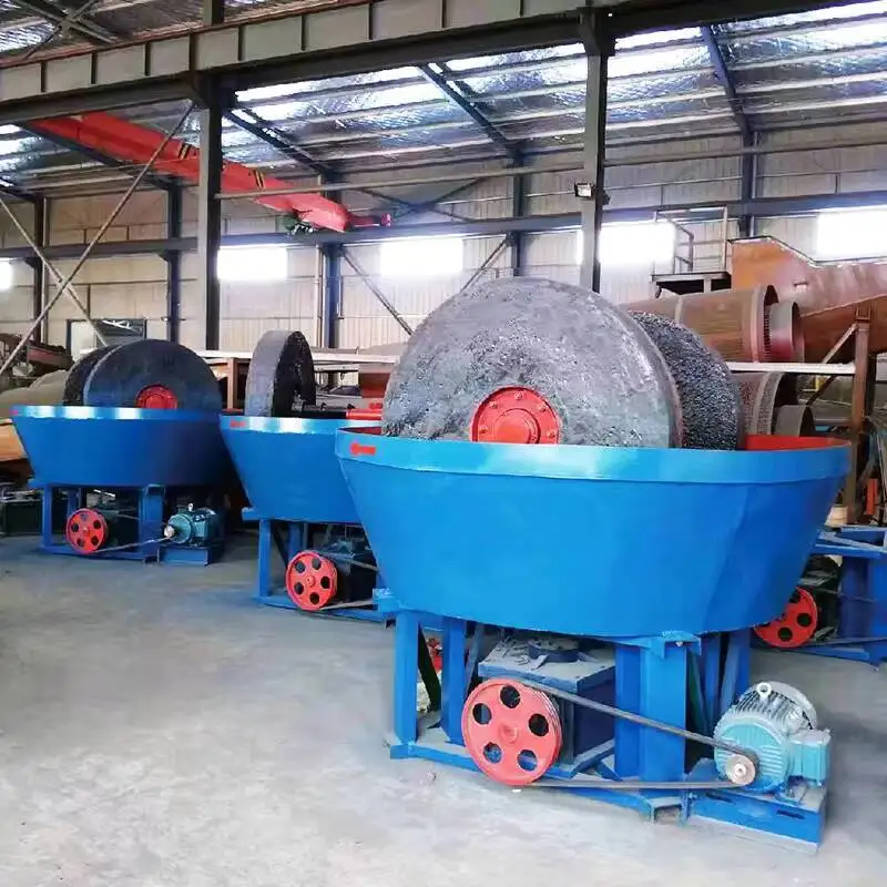 New 2 Ton Per Hour Stamp Mill Round Mill Gold Ore Wet Pan Grinding hine