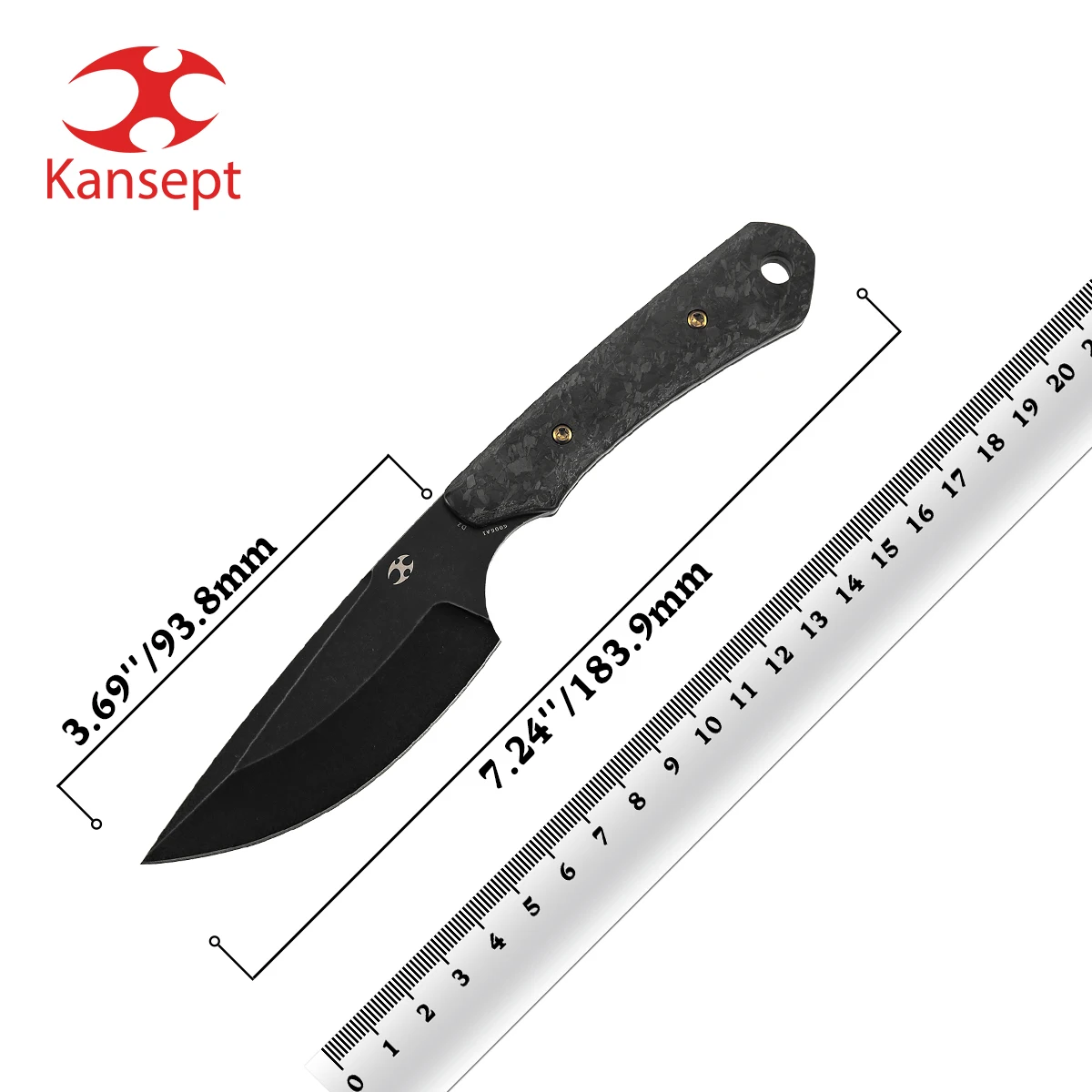 

Фиксированный нож Kansept G006 Flank, лезвие 3,69 дюйма D2 с ручкой из углеродного волокна/G10/микарты и ножом TuffKnives, разработанный нож EDC