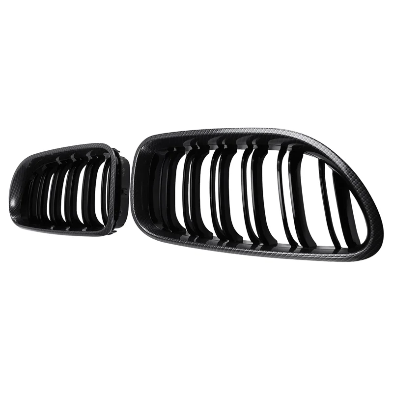 

AASS-For BMW F06 F12 F13 6-Series M6 Style 2012-2017 Carbon Fiber Style + Gloss Black Front Grilles Grille