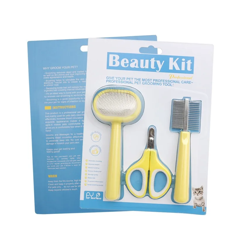 

Pet Grooming Kit Cat Dog Brush Comb Set Needle Slicker Dematting Deshedding Comb Nail Clipper Fur Cleaning Trimming Tools Set