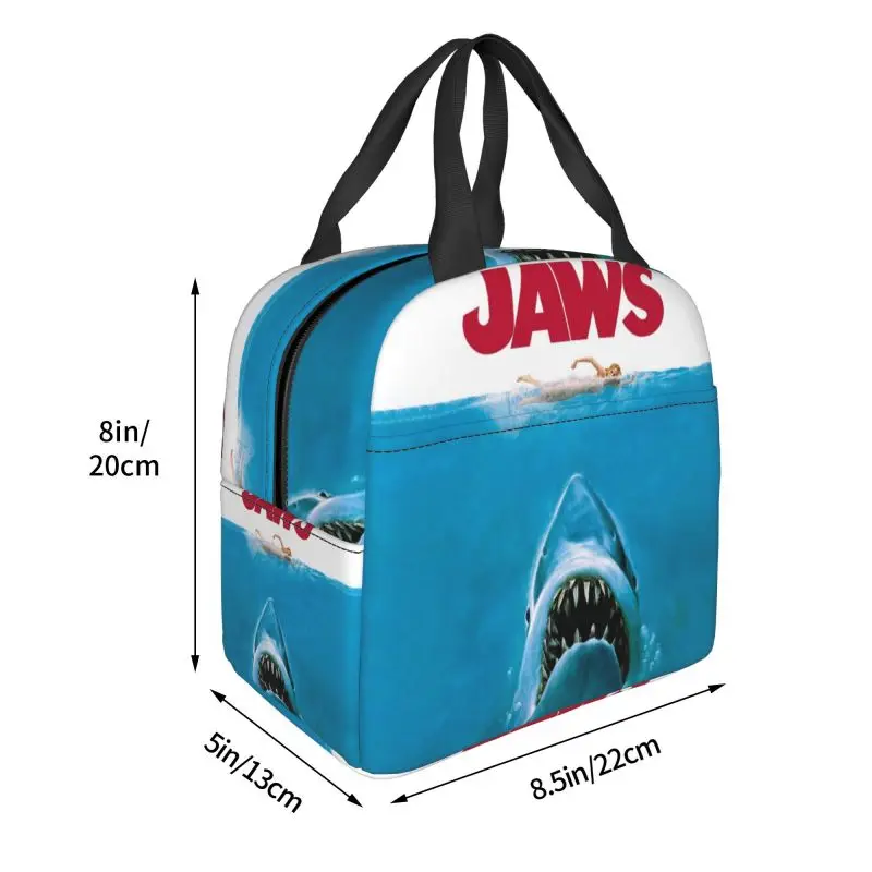 Jaws Insulated Lunch Bag for School Office Horror Movie Leakproof Cooler Thermal Bento Box Women Kids