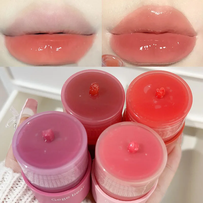 6 Colors Jelly Rose Pink Mirror Lip Gloss Moisturizing Colored Rotate Lip Balm Non Sticky Cup Watery Lip Tint Makeup Cosmetics