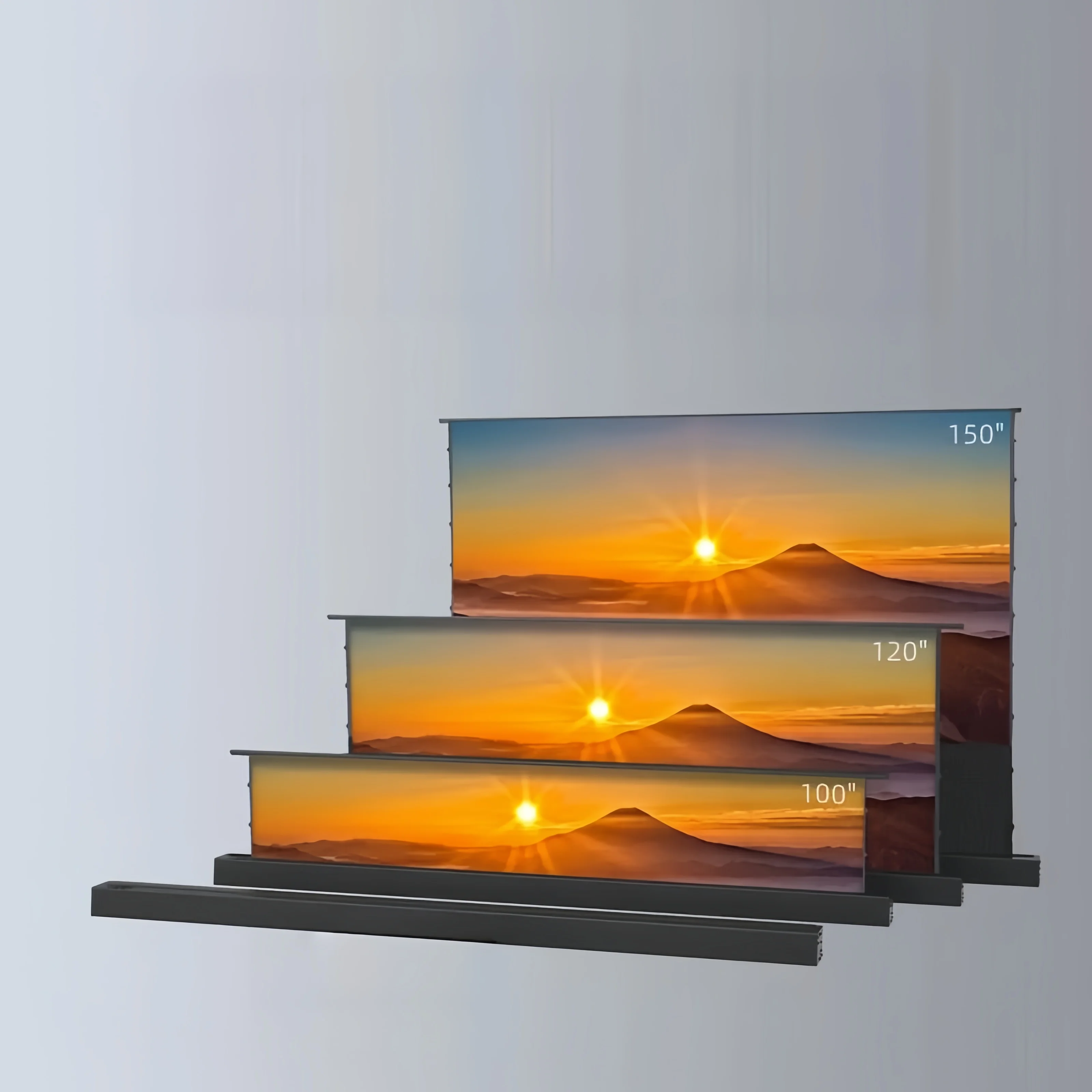 Smart Home Cinema Free Standing Automatic Vertical Floor Rising Projector Screen With UHD 4K White Front Projection