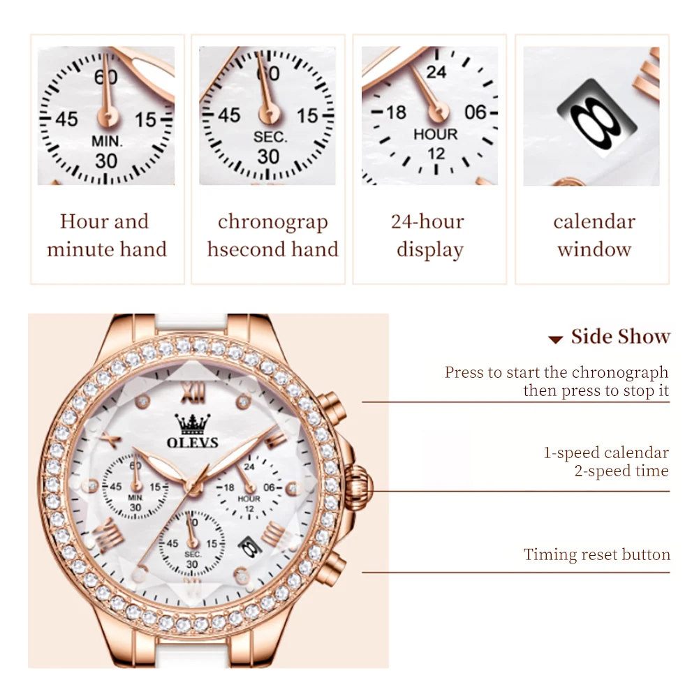 OLEVS Ceramics Watch Women Brand Luxury Fashion Diamond Water Proof Relogio Feminino Quartz Ladies Watches reloj mujer