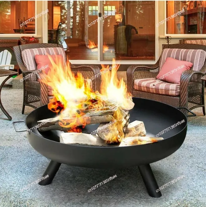 Outdoor Round Fire Pit – Portable Wood and Charcoal Burning Heater for 4‑5 People – Patio and Backyard Fire Bowl
