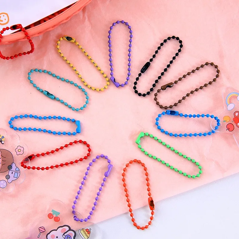 100/10pcs Ball Bead Chains DIY Keychain Dolls Label Hand Tag Connector Bracelet Candy Color Jewelry Making Finding Accessorises