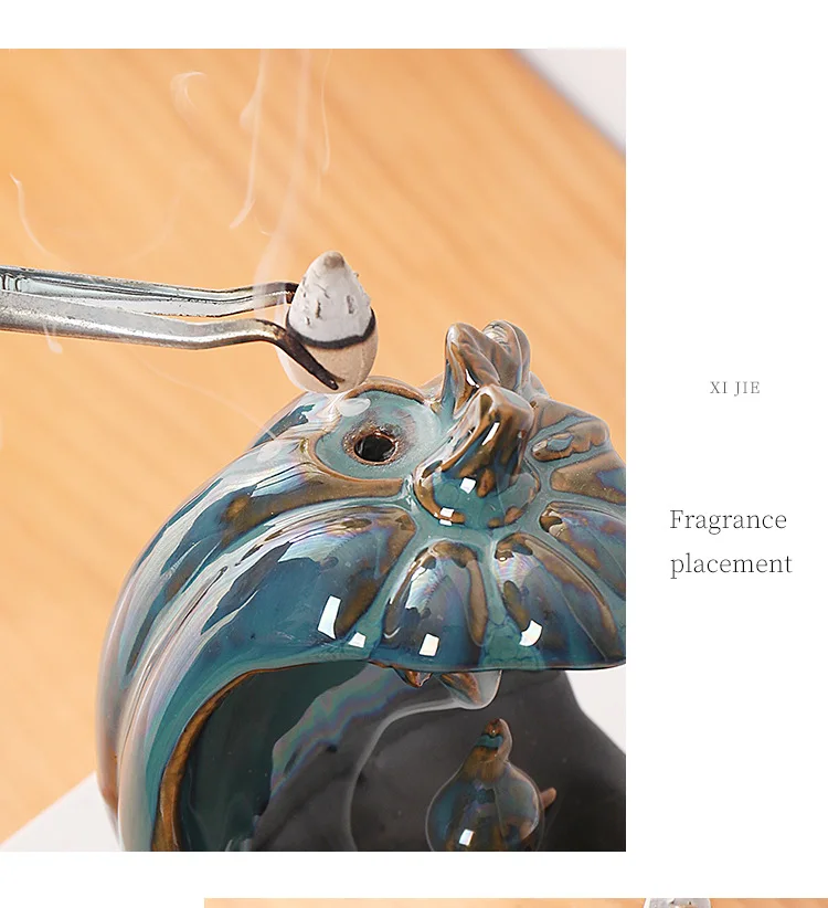 Ceramic European American Statue Backflow Incense Burner, Creative Beauty Elephant Backflow Incense Pedestal Fragrance Diffuser