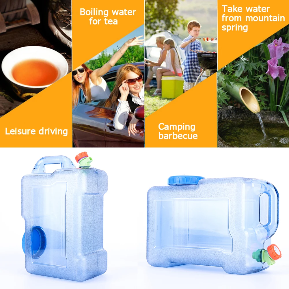 

Outdoor Water Storage Bucket with Faucet 20-7L Large Capacity Water Container For Travel Hiking Square Beverage Water Container