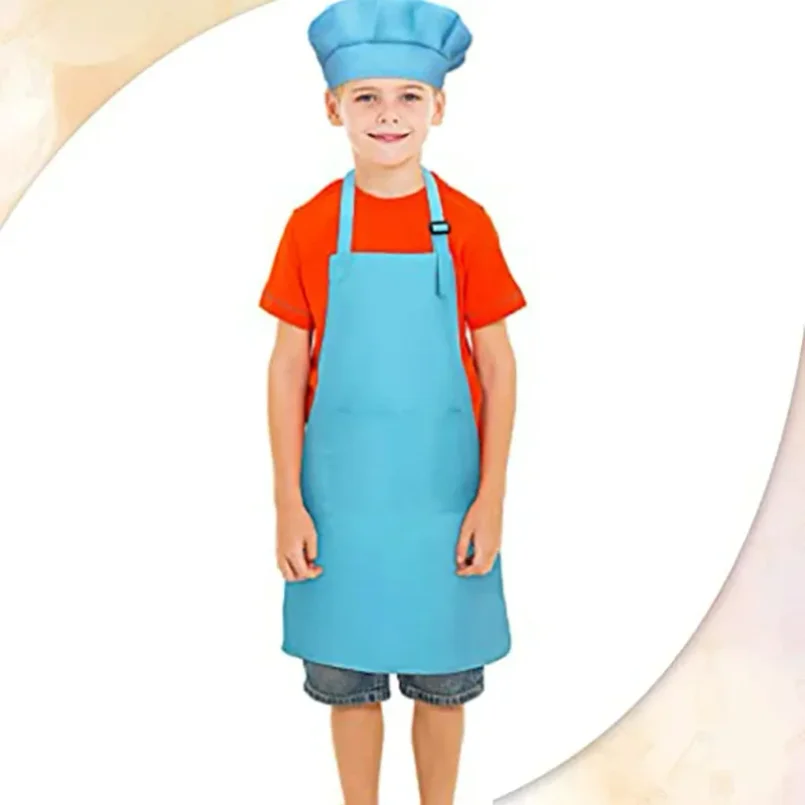 Günstige Großhandels-Kochschürzen für Kinder und Erwachsene, Eltern-Kind-Set mit Schürze und Kochmütze auf Lager
