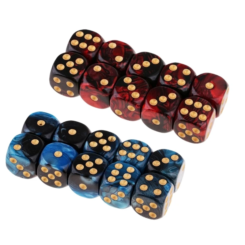 

11UE 20 Pcs Acrylic Role Playing Dices 6 Sided Dices Round Corner Dices