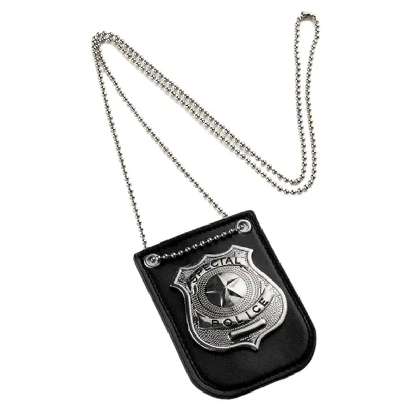 Occupation Pretend Play America Police Special Agent Officer Badges Card ID Cards Holder With Chain Belt Clip Cosplay Collection