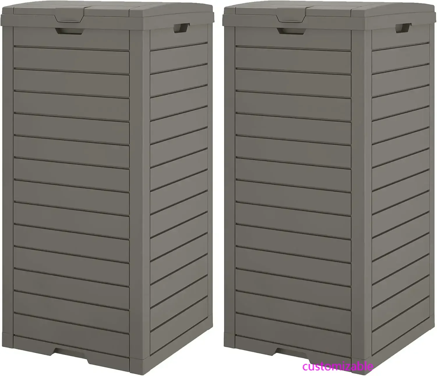 

Outdoor Trash Can, 2 Set of 31 Gallon Garbage Can with Tiered Lid and Drip Tray, Waterproof Resin Patio Waste Bin, Backyard,Deck