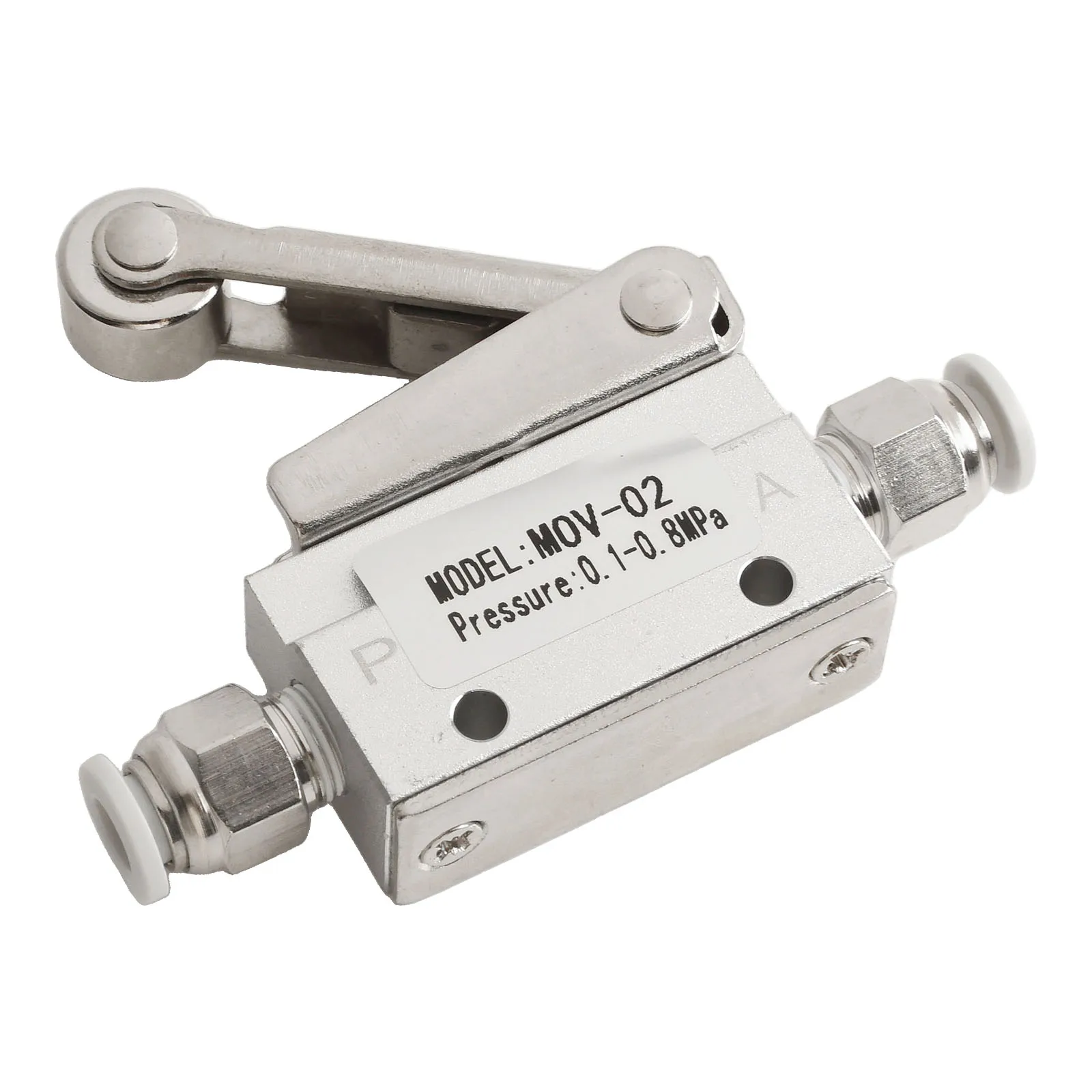 MOV-02 Aluminum 2-Way 2-Position Mechanical Valve with Roller Activation and 1/8in NPT Threads for Air Control