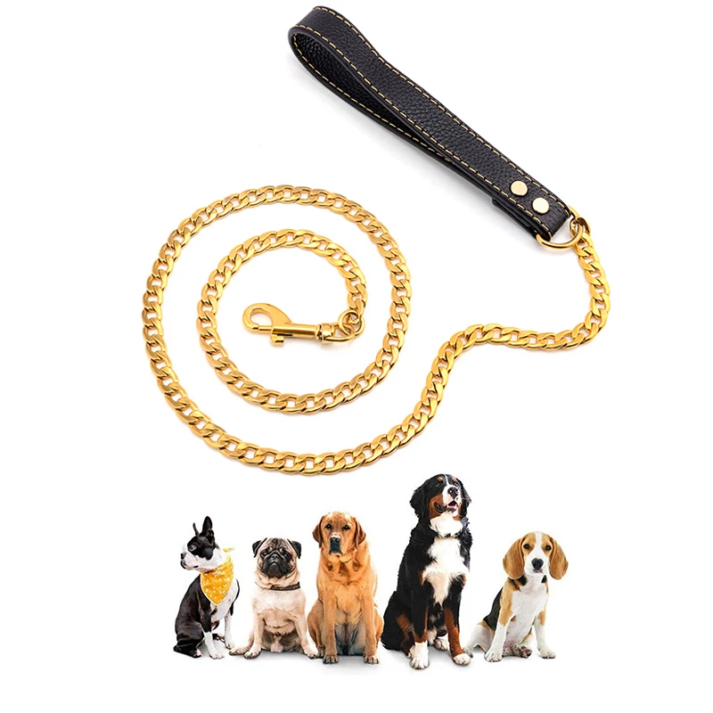 11.5Mm Breedte Pet Cubaanse Link Rvs Gold Dog Kettingriem Metalen Loden Touw Voor Honden