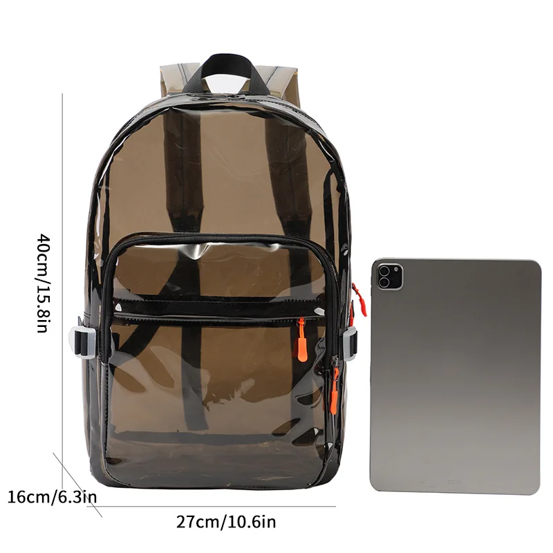 Impermeável PVC Mochila Transparente, Grande Capacidade, Estudantes portáteis Mochilas para Adolescentes, Clear Schoolbag, Beach Travel Bag