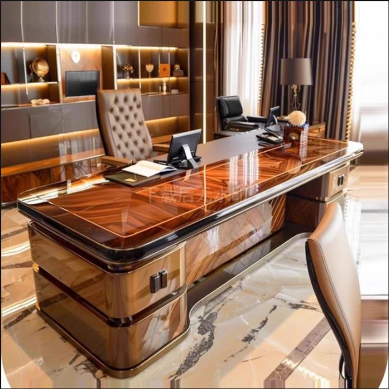 

Y Новый высококачественный офисный стол из цельного дерева со стабильной и атмосферной краской для выпечки, индивидуальный стол начальника и офисная мебель
