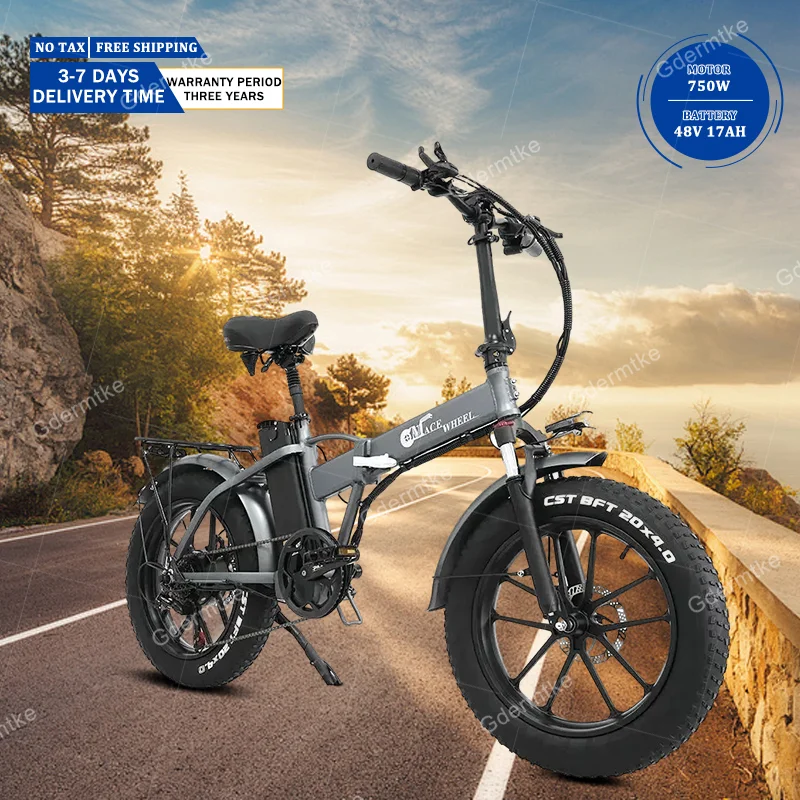 GW20 E Bike 750W Motor 48V17AH Lithium Battery City Trip Electric Bicycle 20 Inch Fat Tire Aldult Mountain Folding Electric Bike