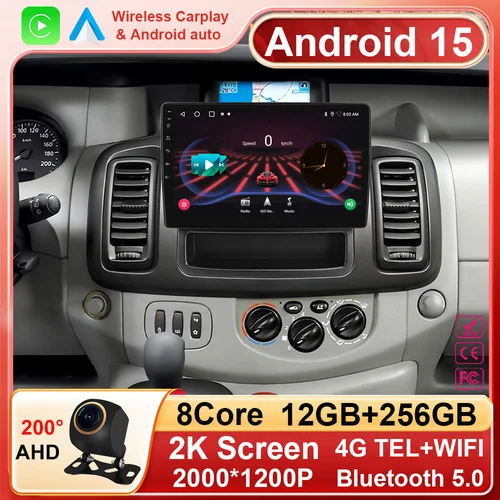 Android 15 para Renault Trafic 2001-2010 OPEL Vivaro 2006-2010 Nissan Primastar 2006-2014 Radio de coche Multimedia de alto rendimiento