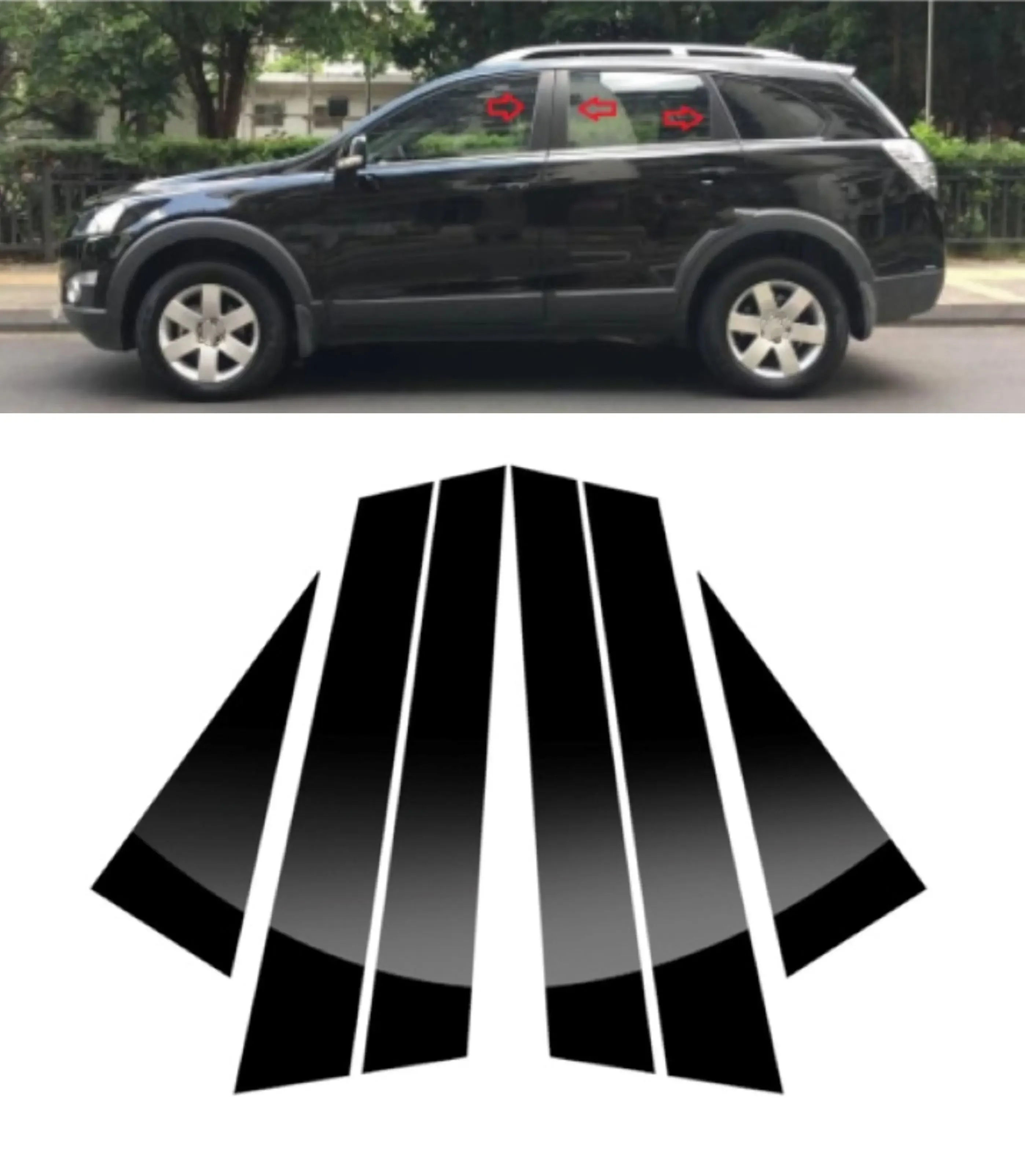 Fit For Chevrolet Captiva 2007-2018 Door Side Pillar Posts Door Side Window Decoration Sticker Cover Gloss Paino Black