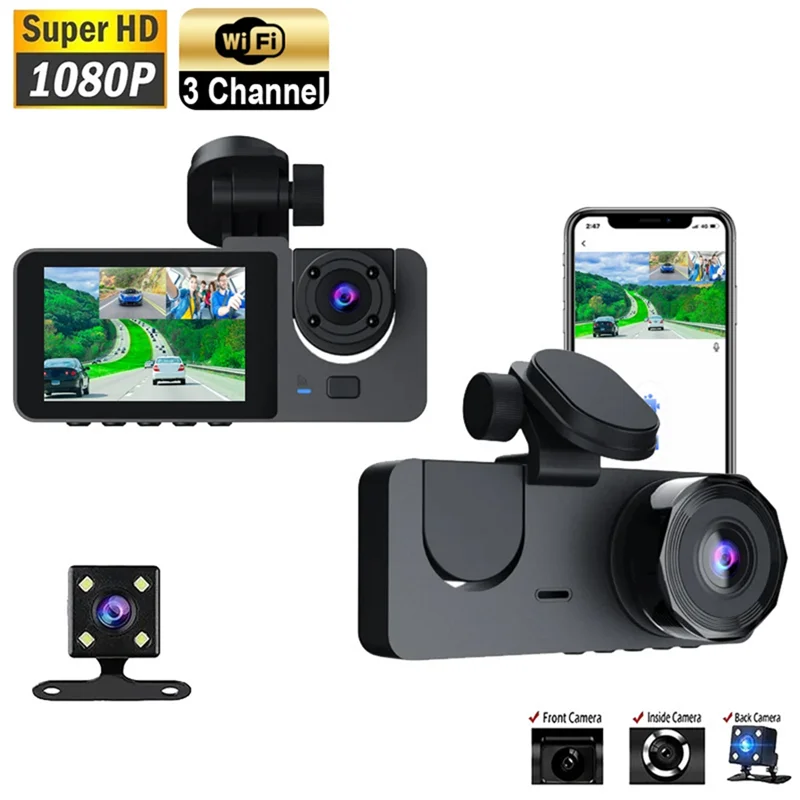 

Dash Cam Front And Rear Inside Wifi Dash Camera Included With 32G SD Card Loop Recording