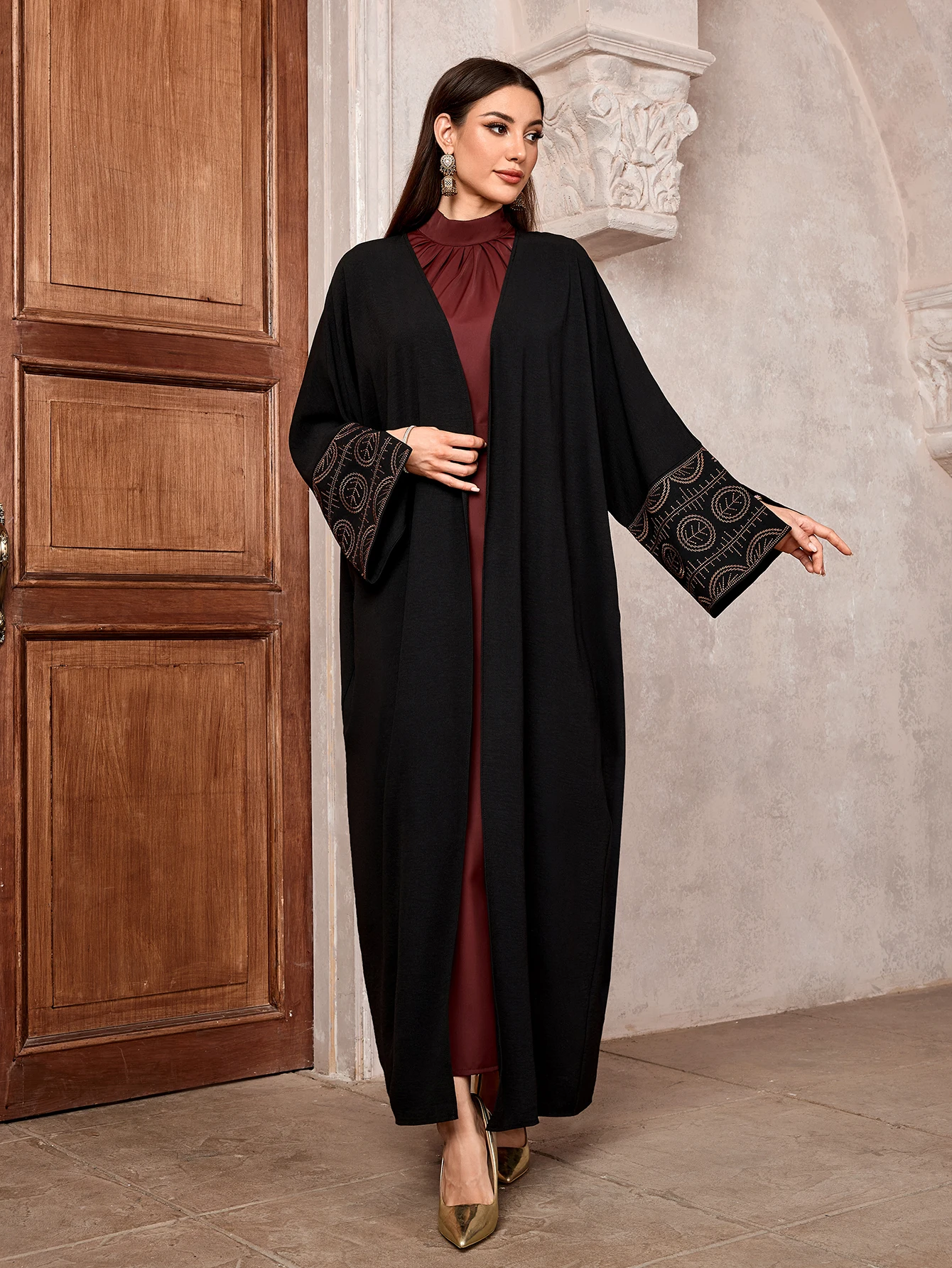 2024 New Arrival haft muzułmański Kefiyyeh Abaya Ramadan dubaj Abaya Kaftan kobiety muzułmańska sukienka skromna islamska odzież szaty