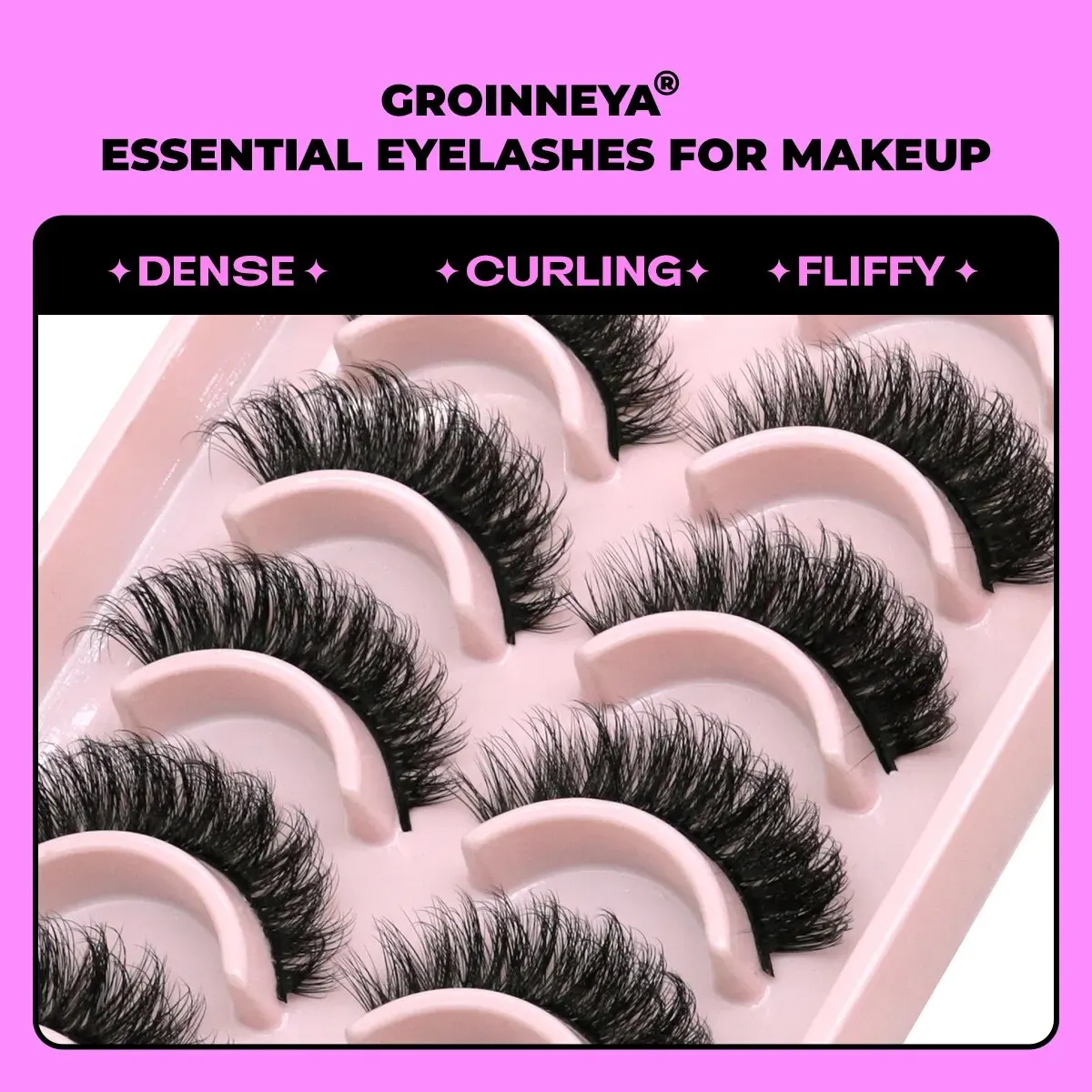 つけまつげ,GROINNEYA-6D,ふわふわ,ナチュラル,ロング,猫のまつげ,エクステンション,メイクアップ,10ペア