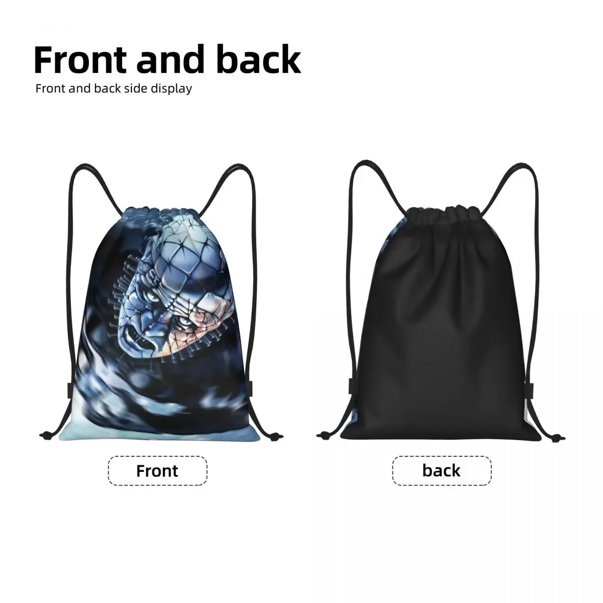 Pinhead Hellraiser Drawstring Backpack Bags Men Women Lightweight Halloween Horror Movie Gym Sports Sackpack Sacks for Traveling