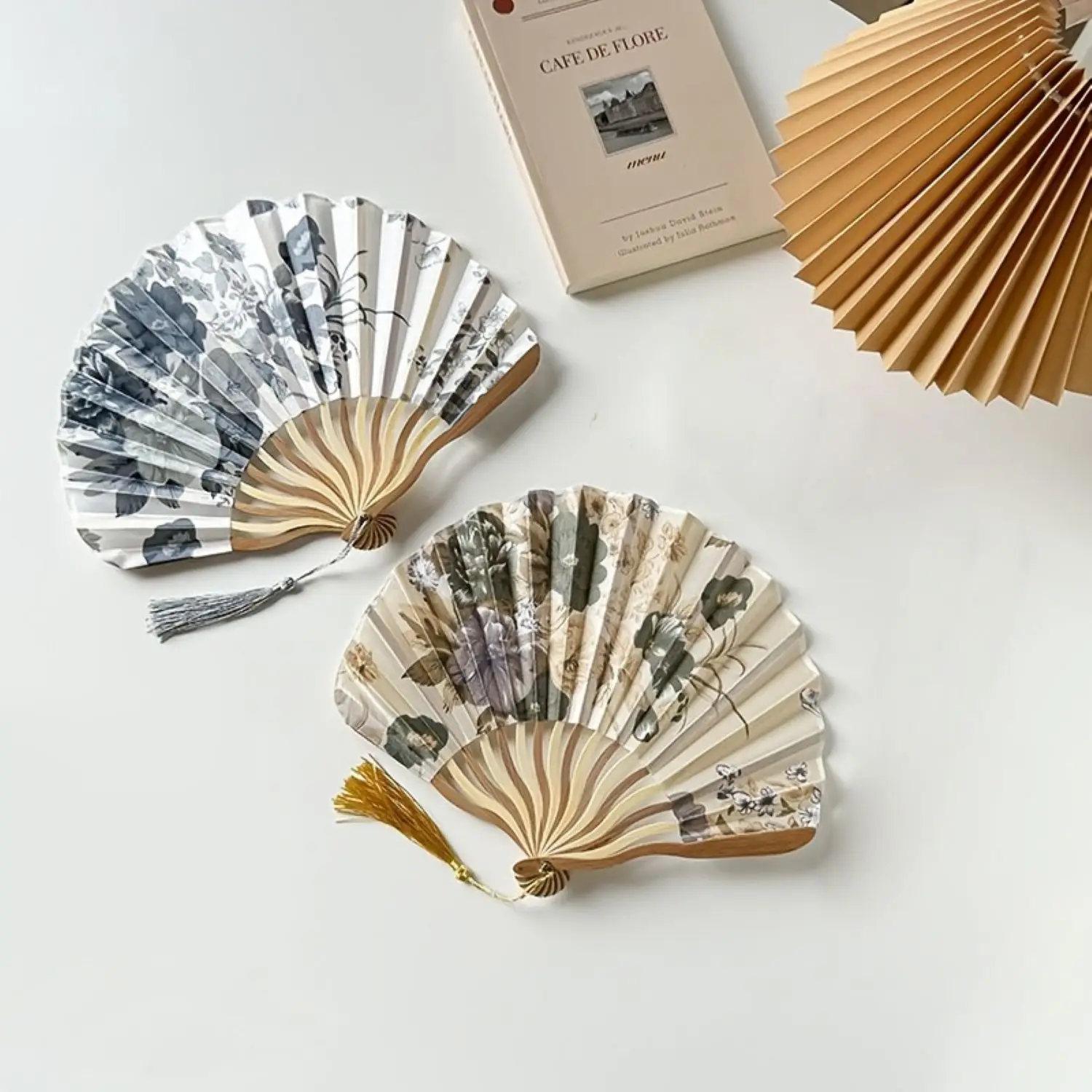 Traditional Asian Folding Hand Fan with Tassel – For Dance, Wedding, Costume, Home Decor – Perfect Gift for Ladies