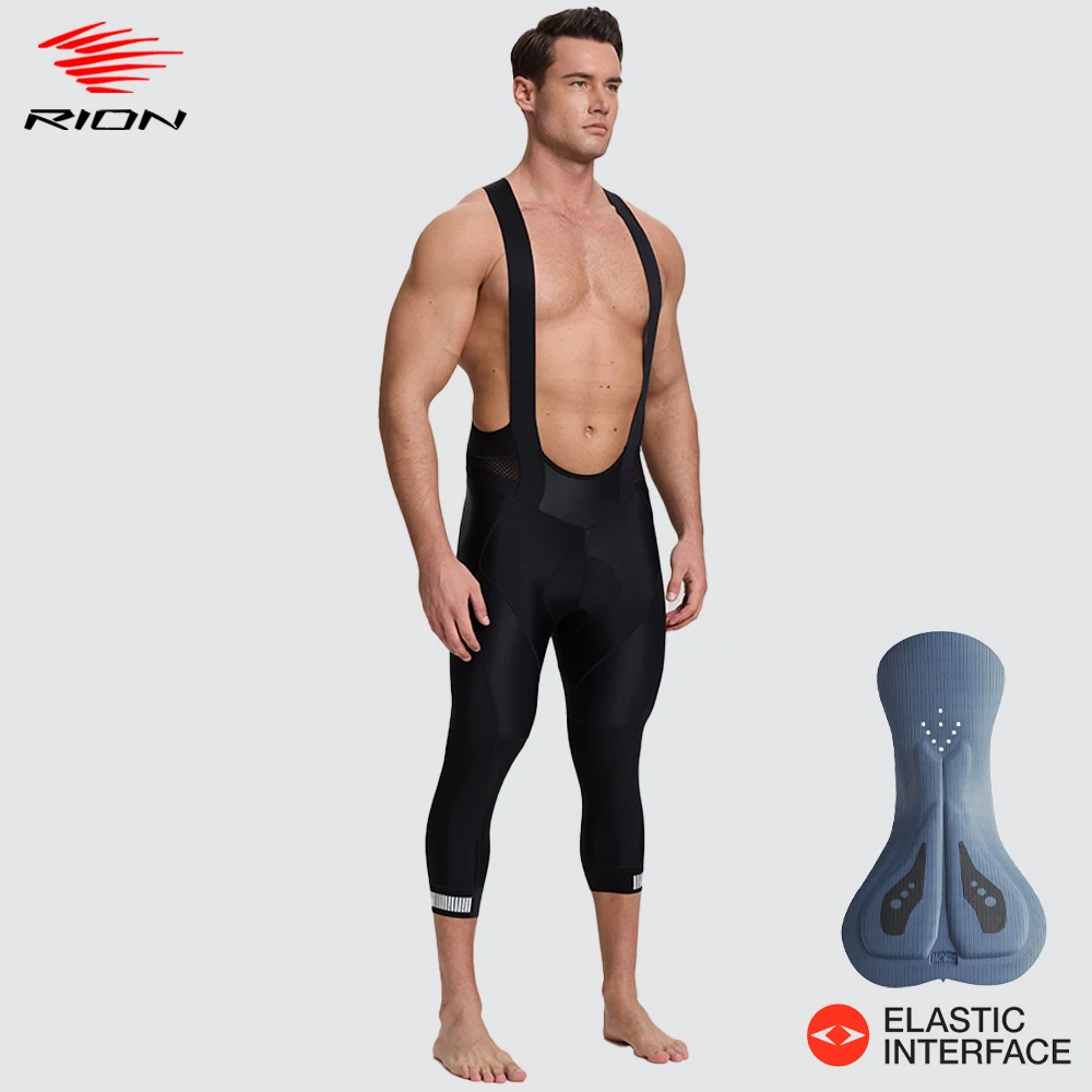 RION-pantalones cortos de Ciclismo para Hombre, pantalones cortos acolchados, ajustados, elásticos, con interfaz, 3/4 Culotte Ciclismo Hombre