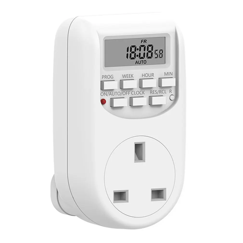 Interruttore Timer digitale presa di temporizzazione programmabile settimanale elettronica da 12/24 ore presa di corrente britannica controllo del tempo dell'apparecchio da cucina