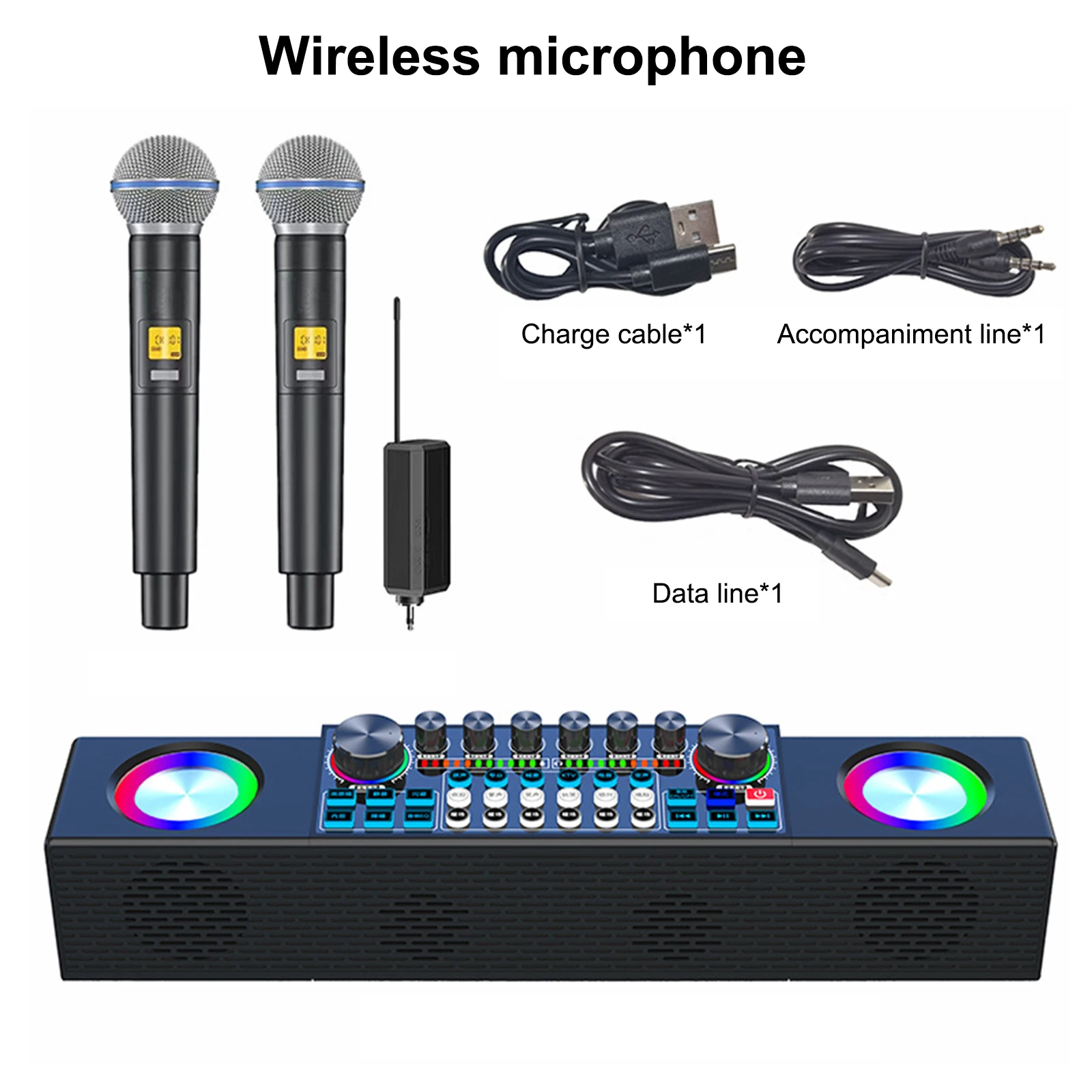 Wireless Live Singing Sound Card Audio Integrated Machine Voice Changer for Family Outdoor Square Dance Karaoke Portable Speaker