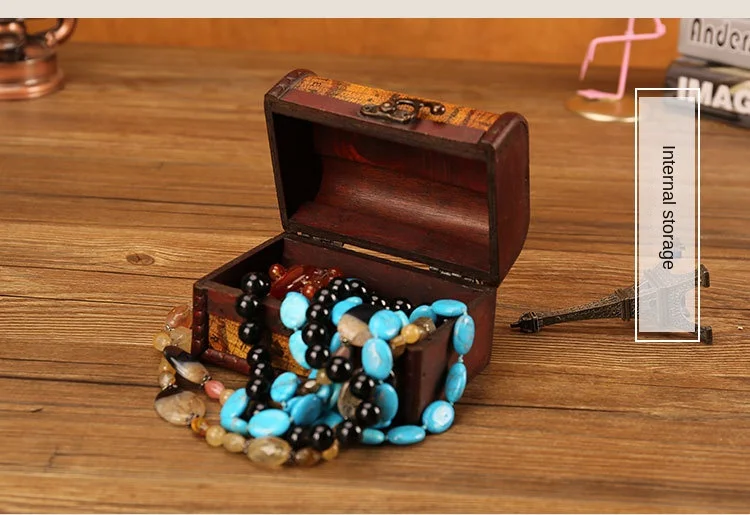Hot-Selling Antique Retro Wooden Crystal Packaging Box with Green Stone - Yuan Datou Jewelry Storage Box