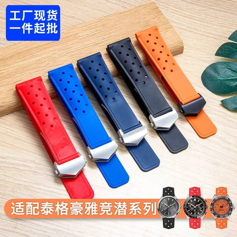 Ademende المطاط Horlogeband 20/22 مللي متر لحزام العلامة Heuer F1 Caz201 Waz2113 Caz1010 شارة ستالين Vouw Gesp #2