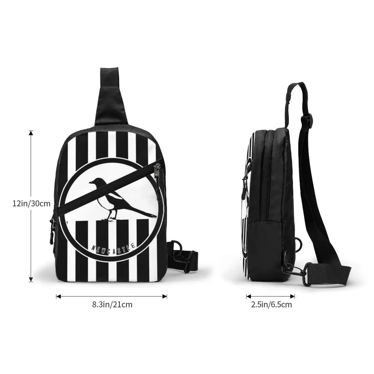 Newcastle - Magpies Bolso de pecho para hombre, bandolera, mochila, bolso de pecho, viaje, senderismo, mochila, bolso de hombro