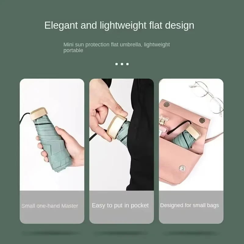 1Pc Diskon 55% Payung Mini Lipat Saku Anti Hujan Vinyl Pelindung UV Ultraviolet Penahan Panas Matahari Payung Saku Kapsul