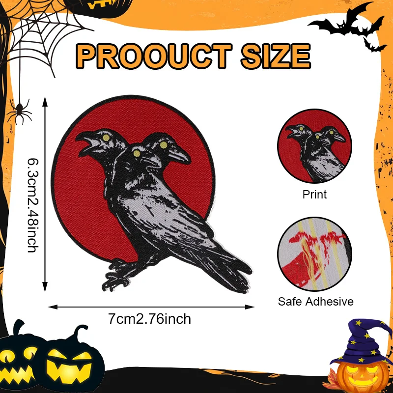 1pc Three-Headed Crow Hot Melt Glue Patch DIY Clothing Decoration Fabric Accessory