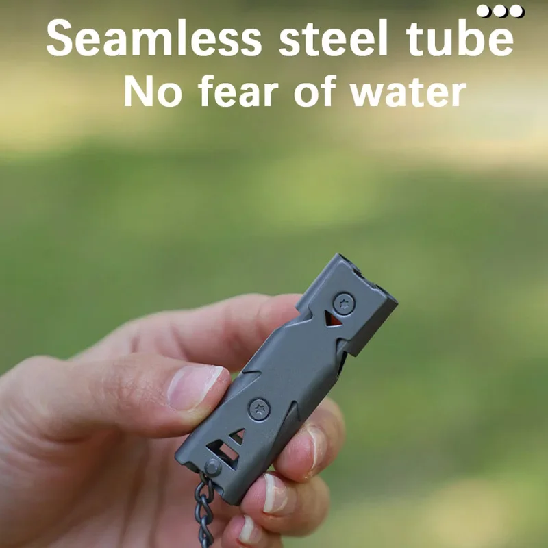 صفارة إنقاذ أنبوب مزدوج انفجار الصوت صافرة في الهواء الطلق SOS صافرة الفولاذ المقاوم للصدأ عالية التردد زلزال الإنقاذ صافرة #4