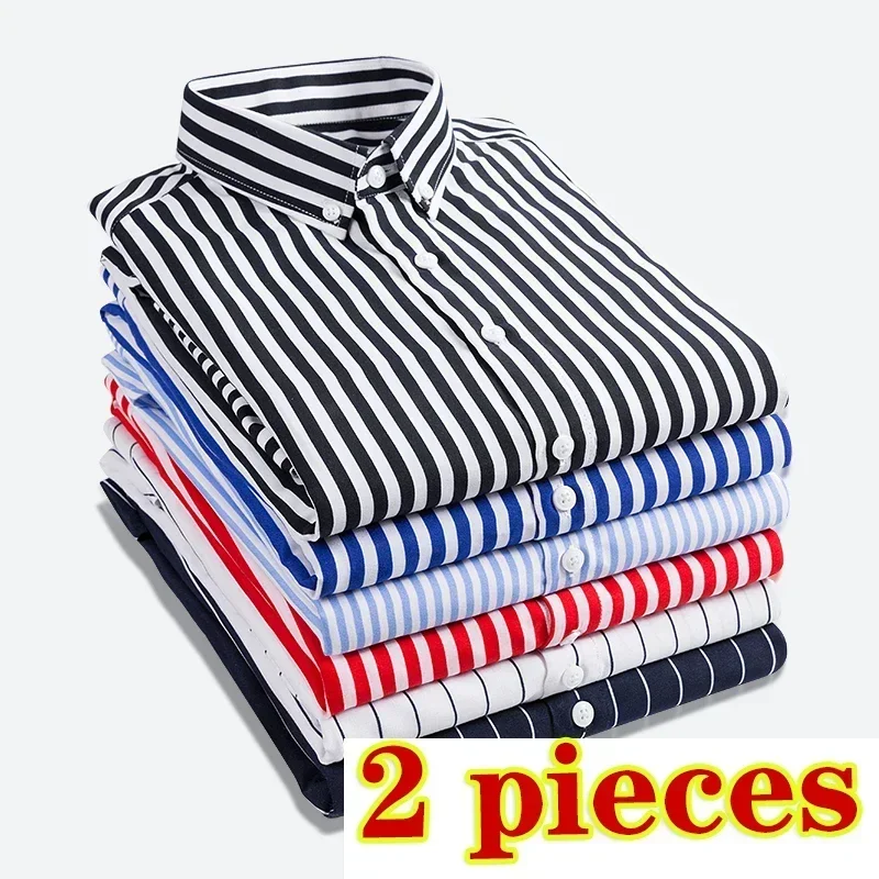 Striped Shirt Long Sleeve Shirt Man Plain Shirts Korean Popular Clothes Men's Clothing Mens Male Luxury Elegant FASHION