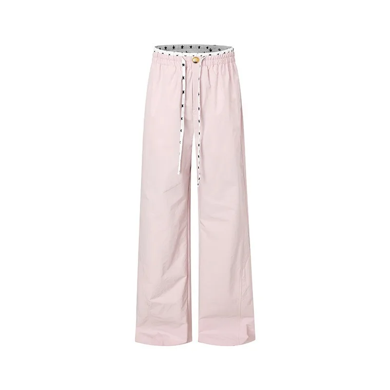 2026 New Color Blocking Waist Drawstring Sweatpants Japan Korean Fashion Harajuku Casual Loose joggers Pants for Women