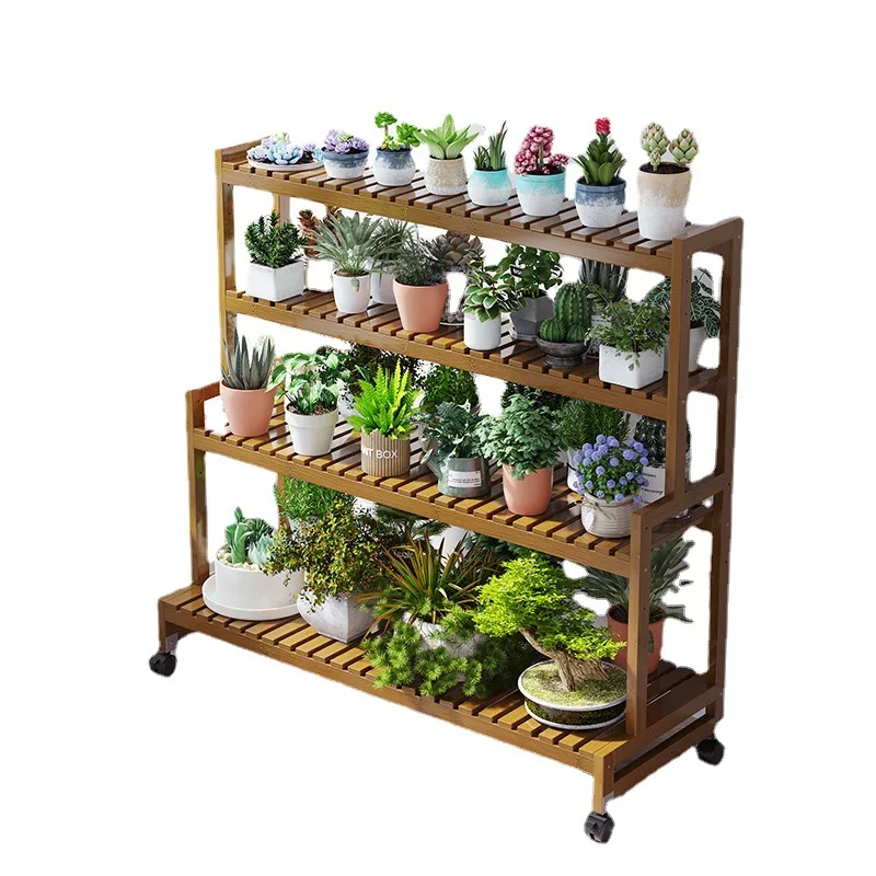 Flower rack Balcony Home Living room Floor-to-ceiling indoor movable succulent flower pot