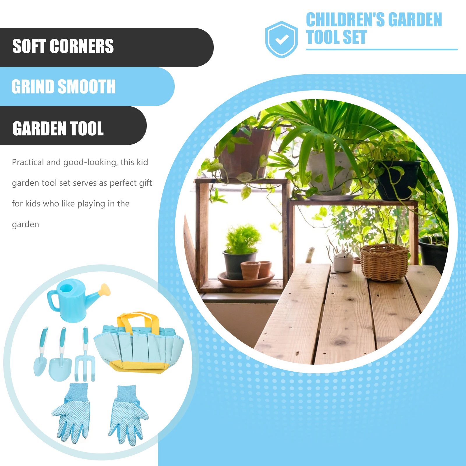

1 set Planting Tool Set Kids Gardening Tools Shovel Smooth Handle Soil Transplanting Weeding Play for Children