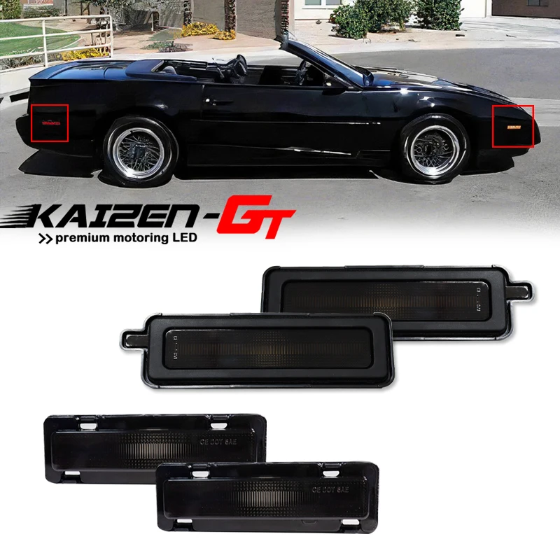 

Smoked Lens Car Front & Rear Bumper Side Marker Light Cover Housings For 1982-1992 Pontiac Firebird Side Fender Lights, No Bulb